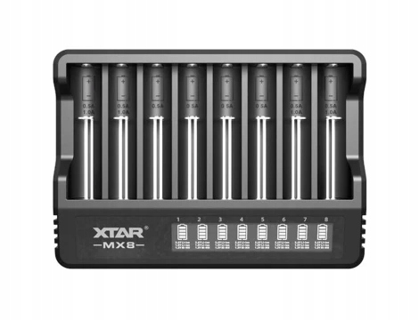 Ładowarka Xtar MX8 10440-21700/AAA/AA Li-ION/ Ni-MH, 8 kanałów, Usb-c