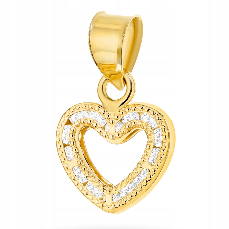 Zlatý Přívěsek Přívěsek Dámský pr. 585 Srdce zdobené zirkony 14k