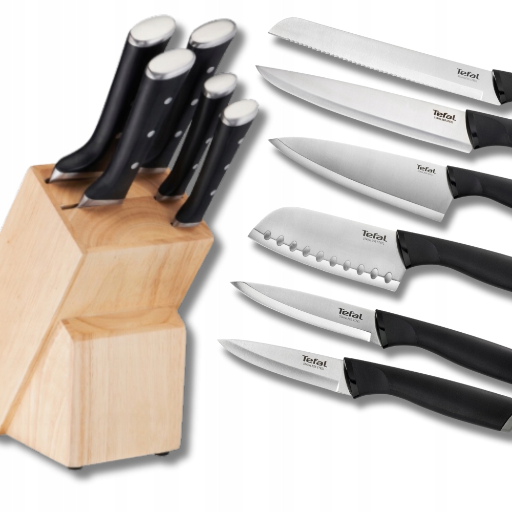 Kuchynské nože Tefal v bloku Kuchynský nôž šéfkuchára Kompletná sada
