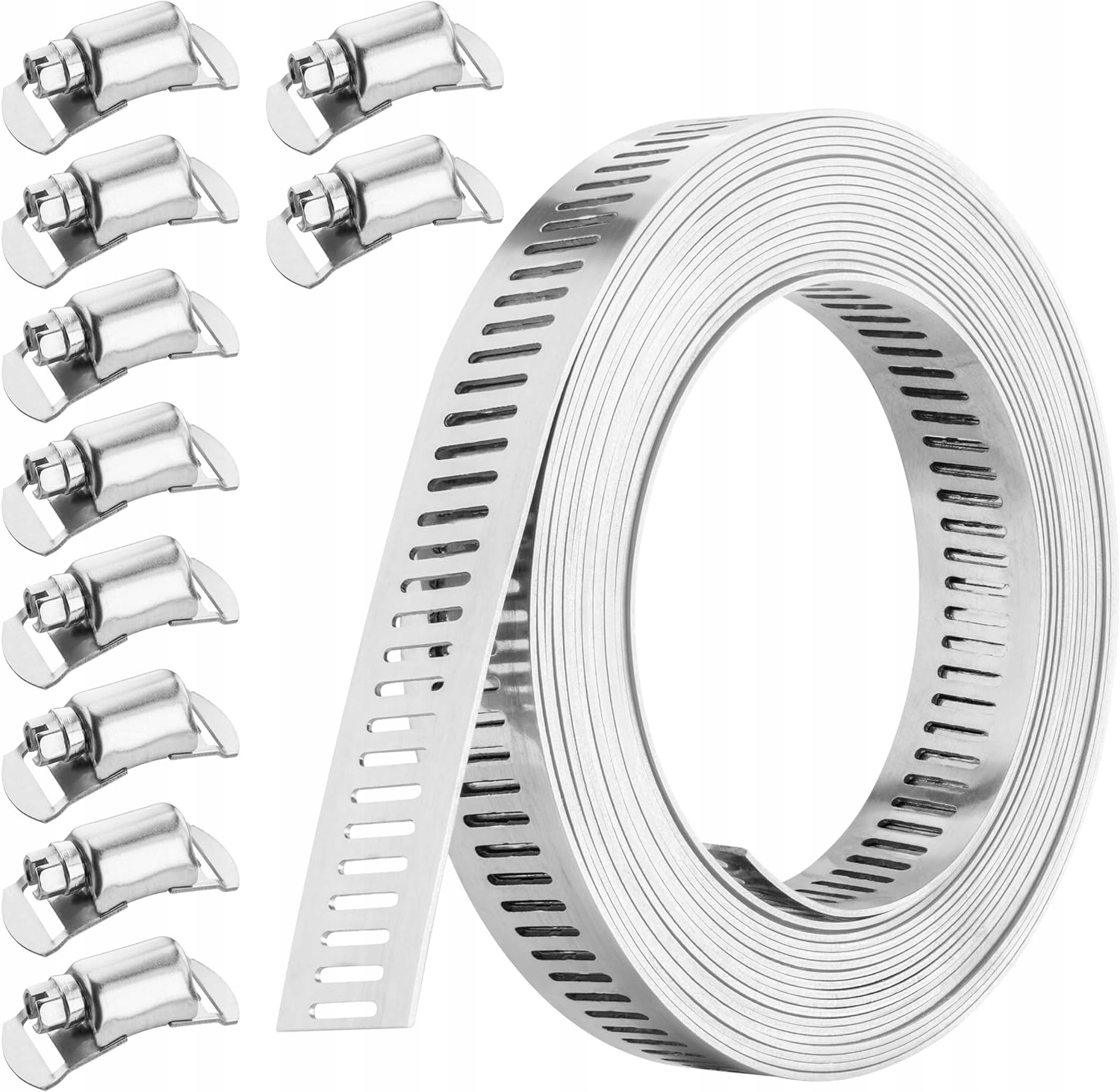 Opaska Ślimakowa Zaciskowa Taśma Nierdzewna 3.5m 12,7 mm Zaciski 10 szt