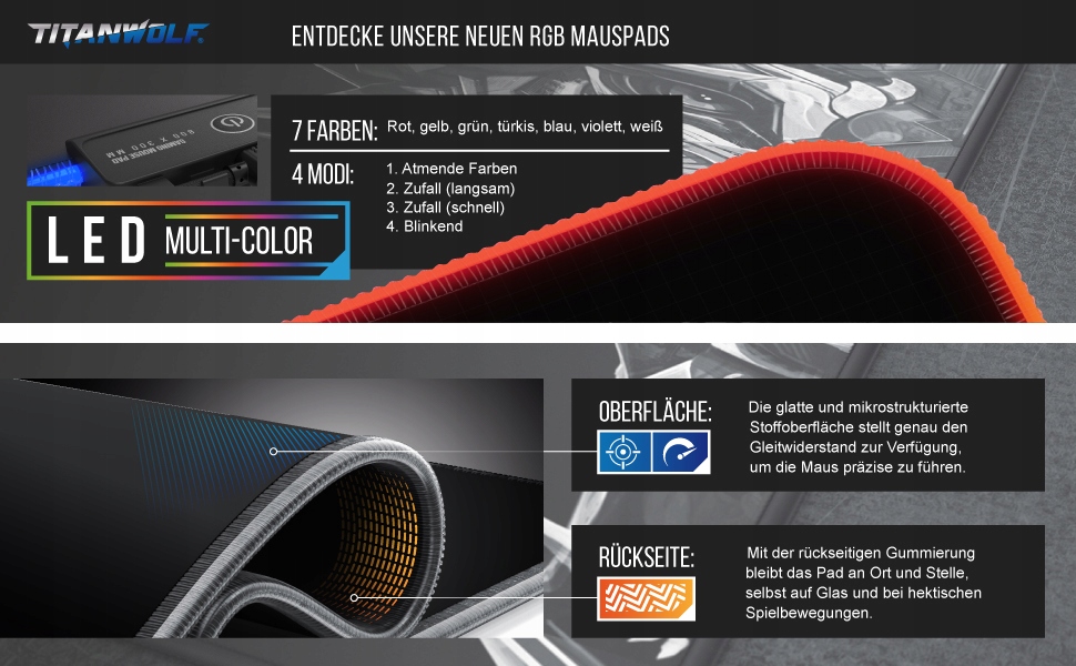 CSL PODKŁADKA GAMINGOWA RGB POD MYSZ KLAWIATURĘ — miniatura 9