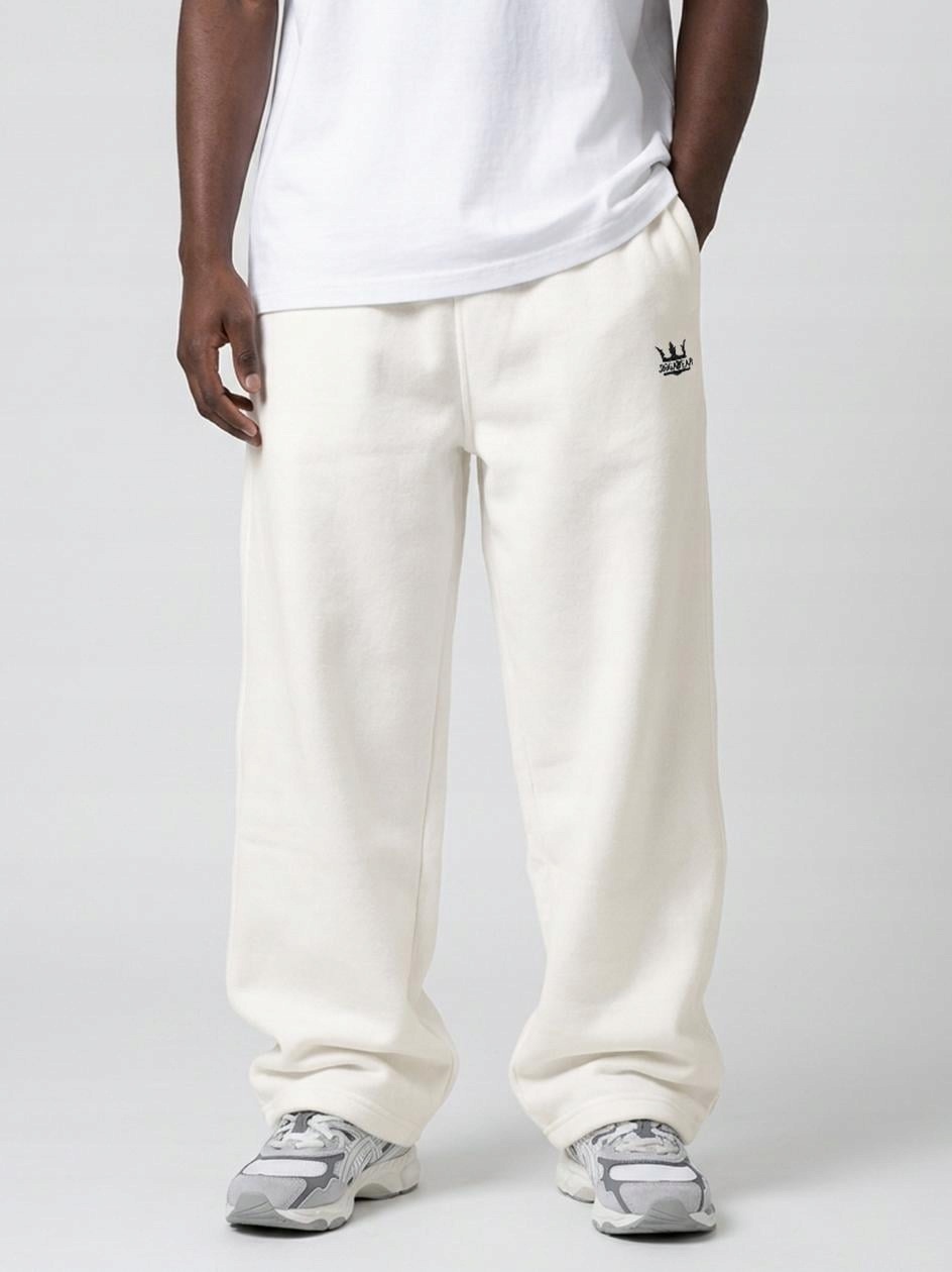 Pánské teplákové kalhoty Baggy krémové Ecru Jigga Wear Logo Drawcord M