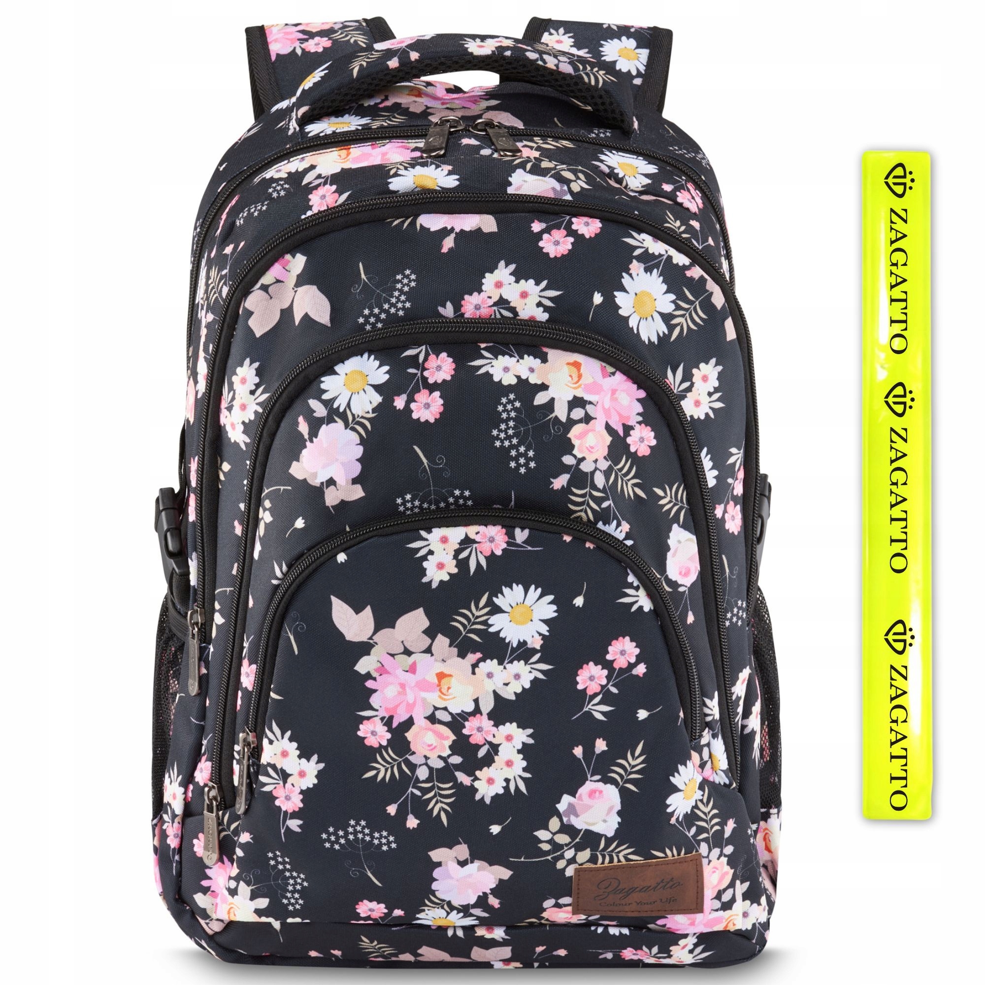 Plecak szkolny młodzieżowy damski duży miejski pojemny w kwiaty Zagatto