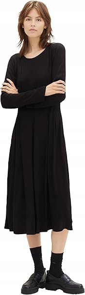 Tom Tailor Černé Šaty S Dlouhým Rukávem A Kulatým Výstřihem, Velikost 6FA