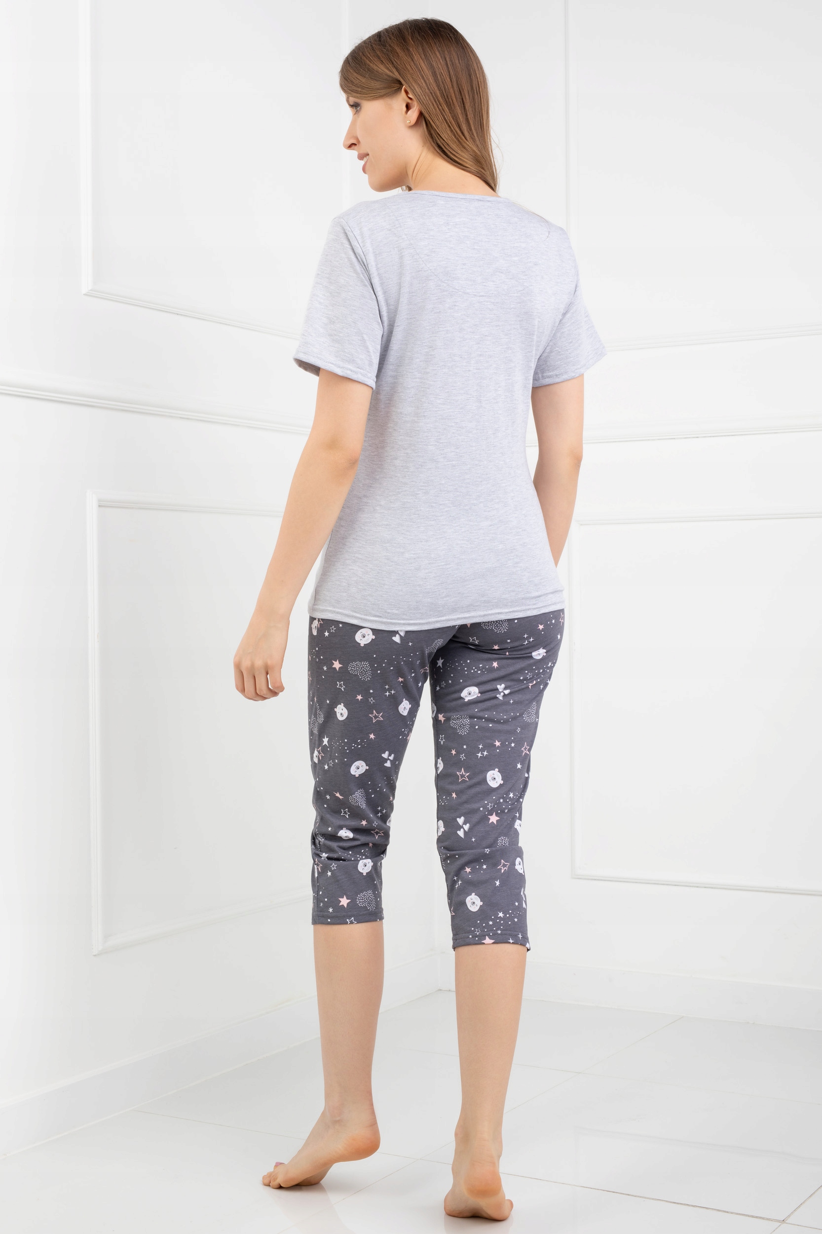 PIŻAMA MŁODZIEŻOWA BEAR MIŚ KRÓTKI RĘKAW 3/4 SPODNIE NADRUK S Marka Kuba