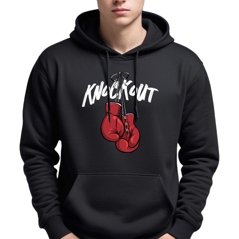 Pánská Mikina Hoodie S Kapucí Černá Streatwear Módní Knockout Velikost XXL