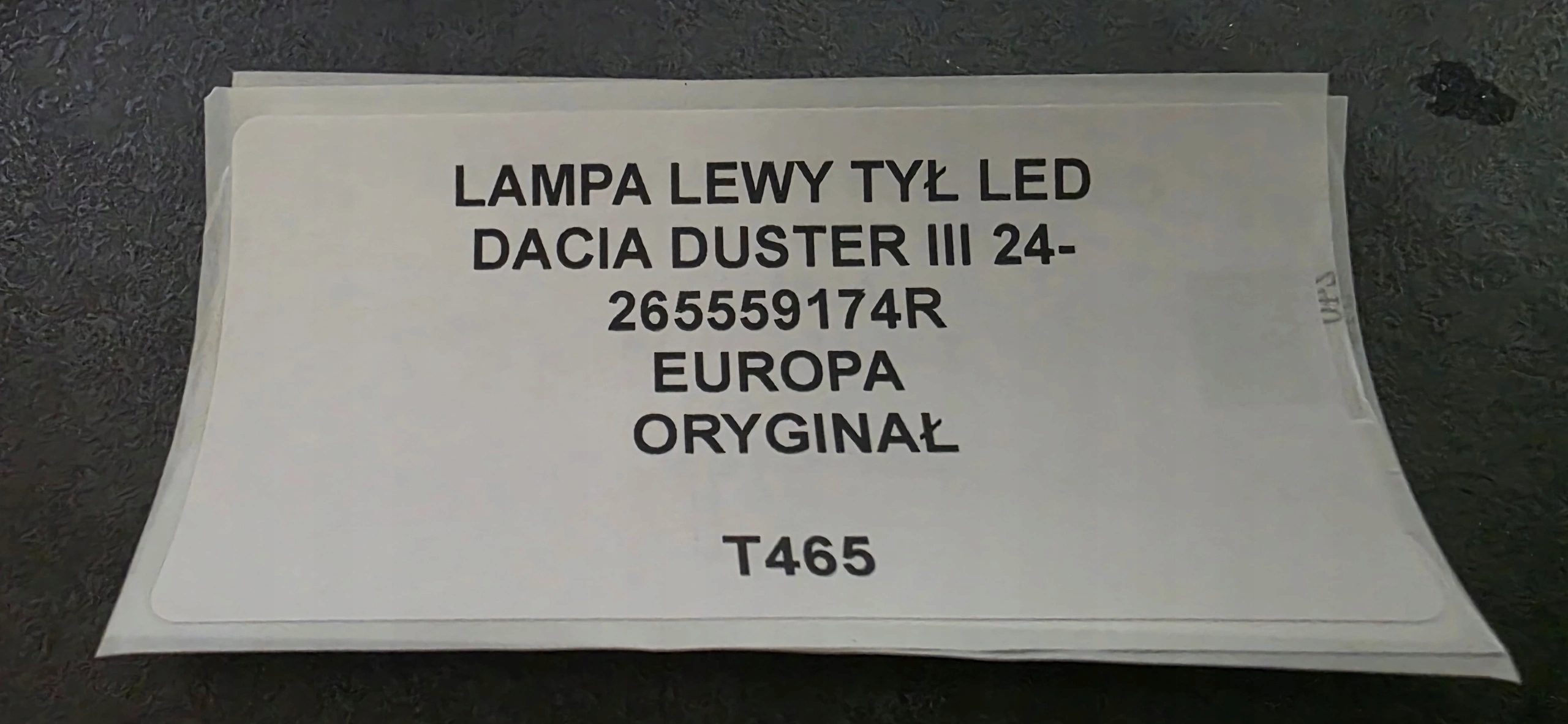 light left rear part LED DACIA DUSTER III 24- original EUROPA 265559174R