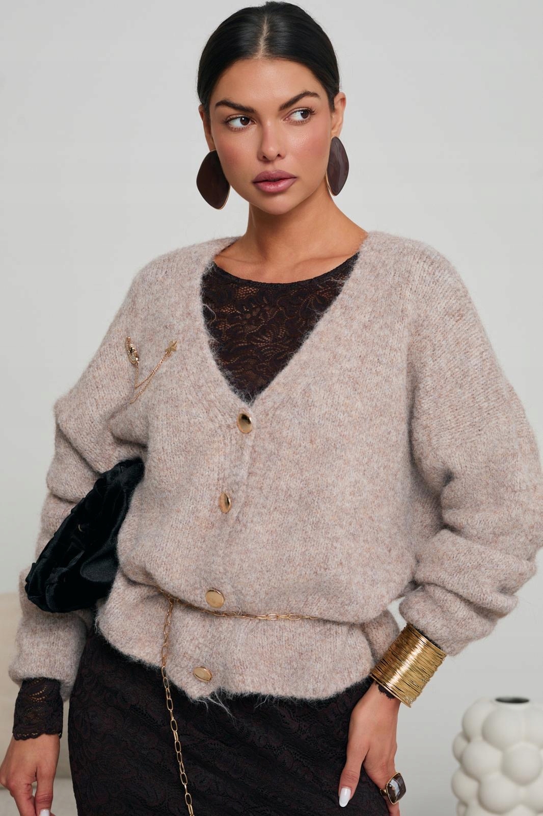 Dámský svetr Béžová velikost Uni Polský Výrobce