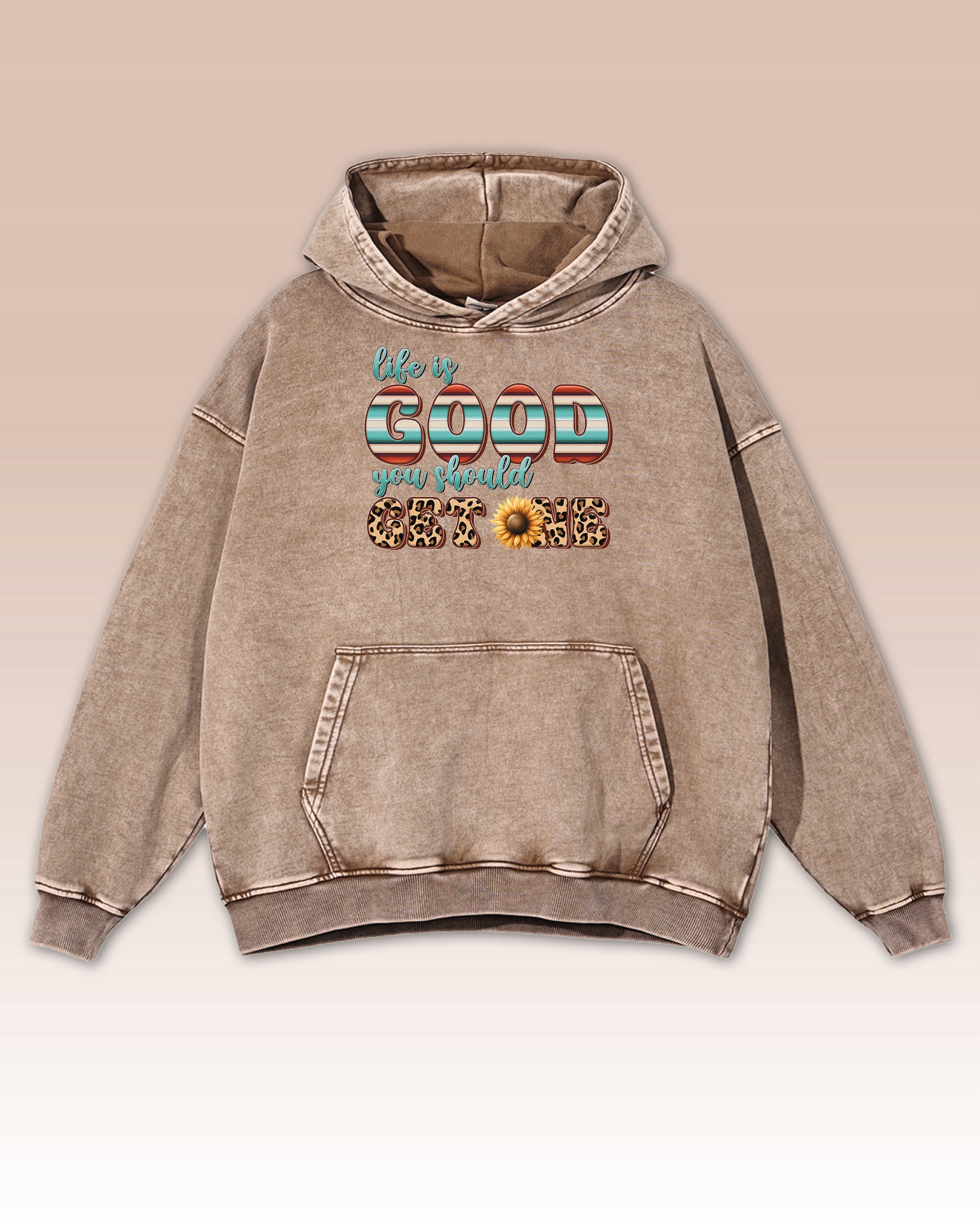 Mikina Life is Good You Should Get One Život je krásný Béžová M