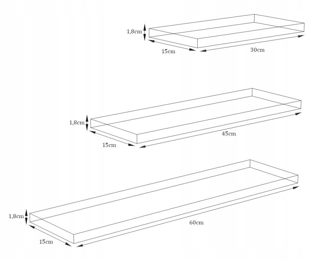 PÓŁKA MEBLOWA ŚCIENNA WISZĄCA KOMPLET 3 SZT DĄB ARTISAN Kod producenta 5905815
