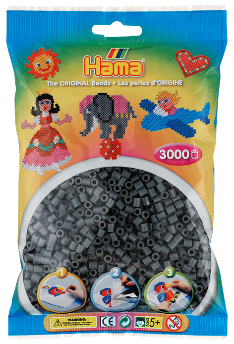 

Koraliki 3000 szt. ciemny popiel Hama MIDI 201-71