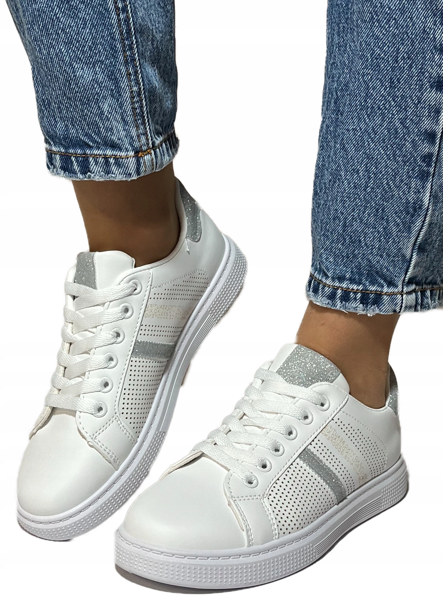 Trampki Damskie Buty Tenisówki Sportowe Białe 40