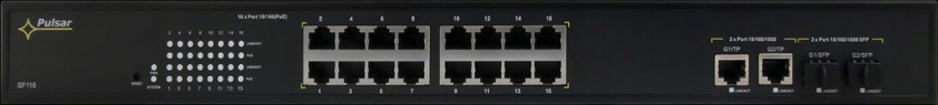 Switch Poe Pulsar SF116 16-PORTŮ (16xPoE 2xUPLINK/2xSFP Uplink)