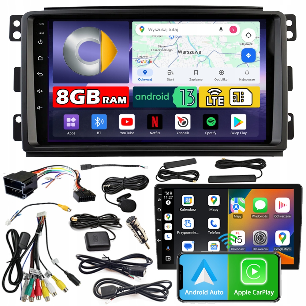 Autorádio Ncs ZQ9 Smart Fortwo 2005-2010 Android Navigace 8GB Lte