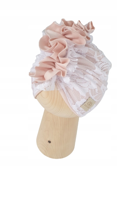 

Czapka Turban Jersey + Koronka 36-39cm