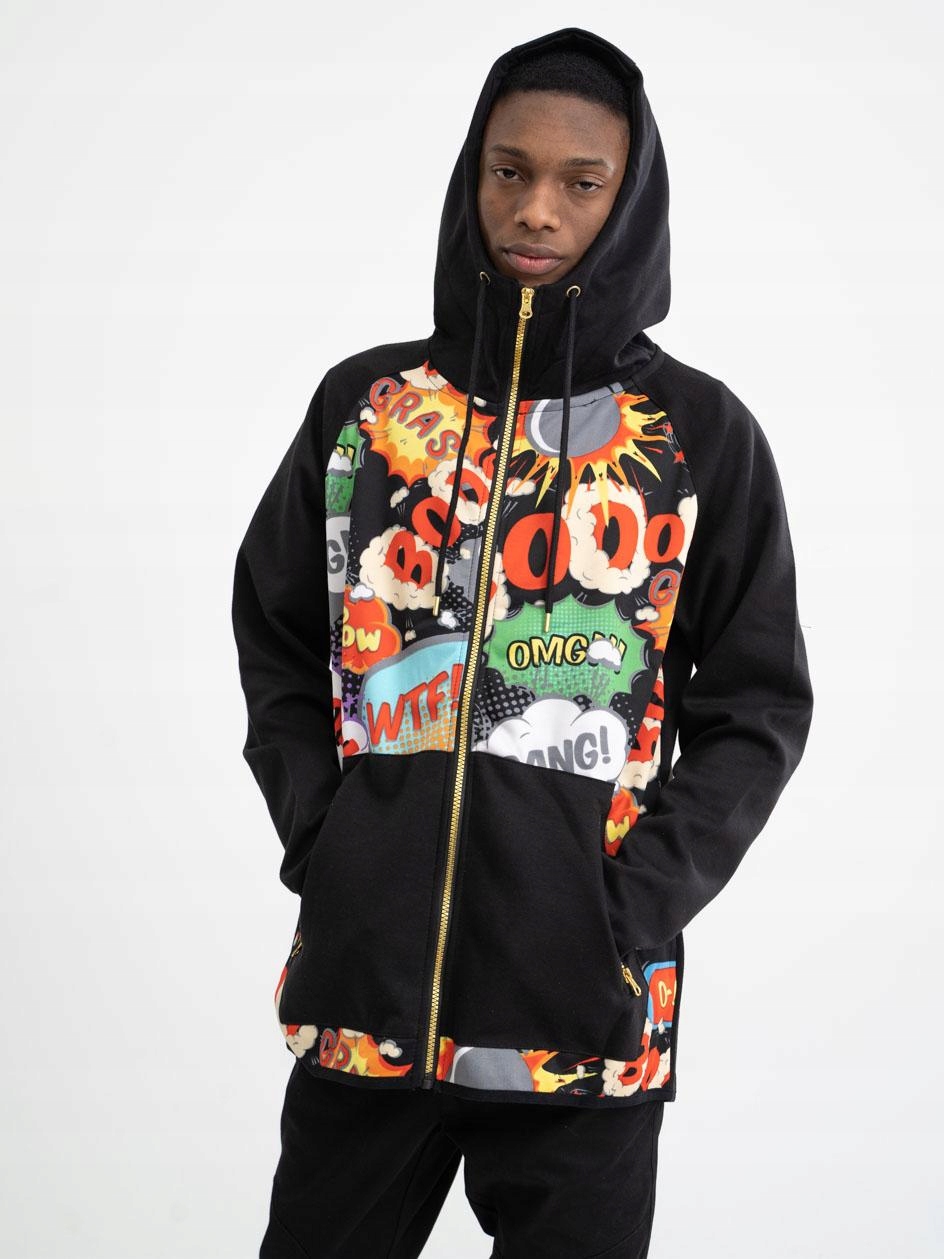 

Rozpinana Bluza Z Kapturem Cartoon Tech Czarna L