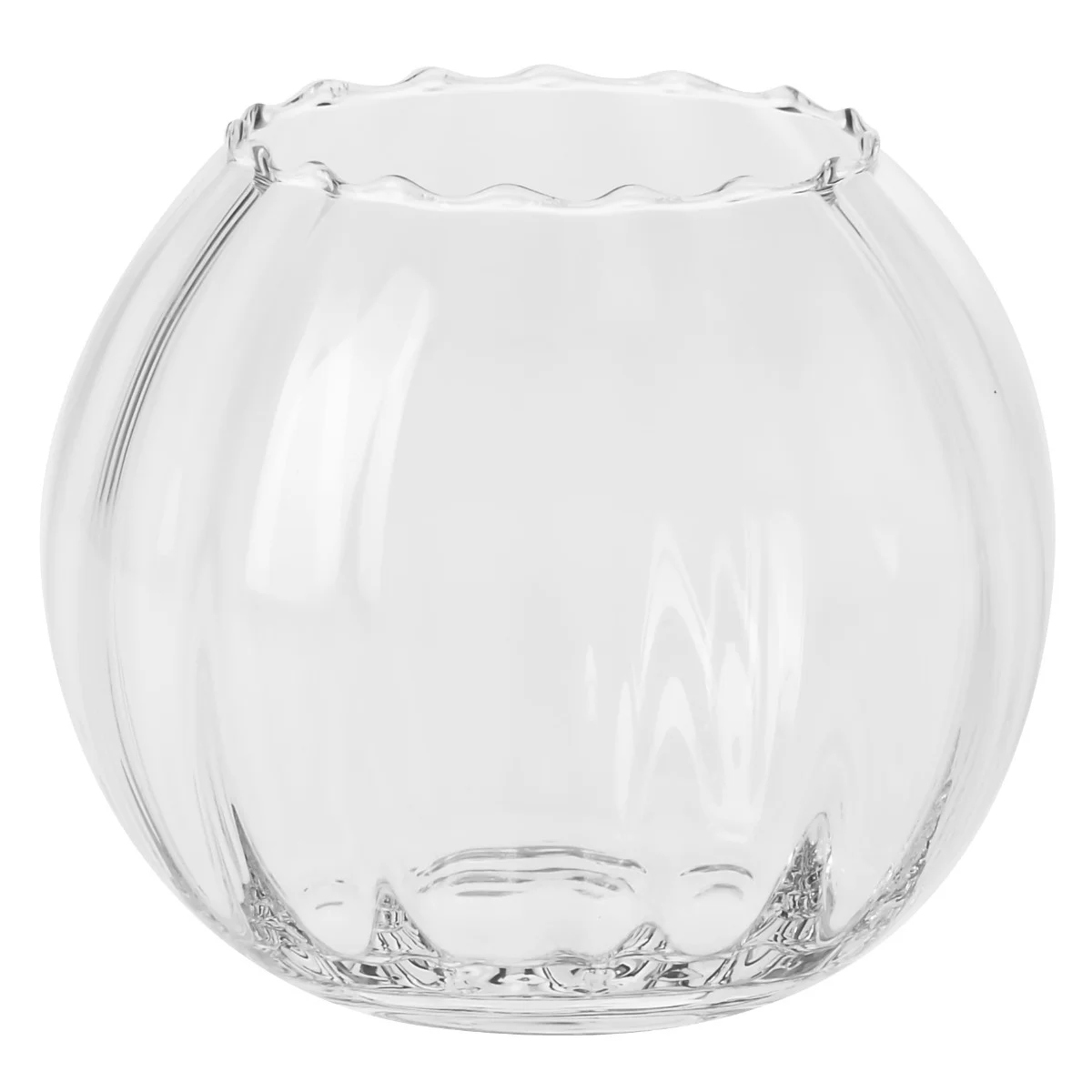 Skleněná váza bezbarvá Krosno s ryhováním 15,5 cm pro květiny a kytice