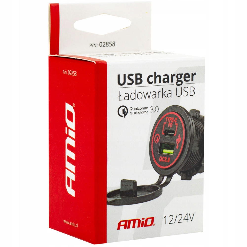 Ładowarka samochodowa motocyklowa 2x Usb C Qc 3.0
