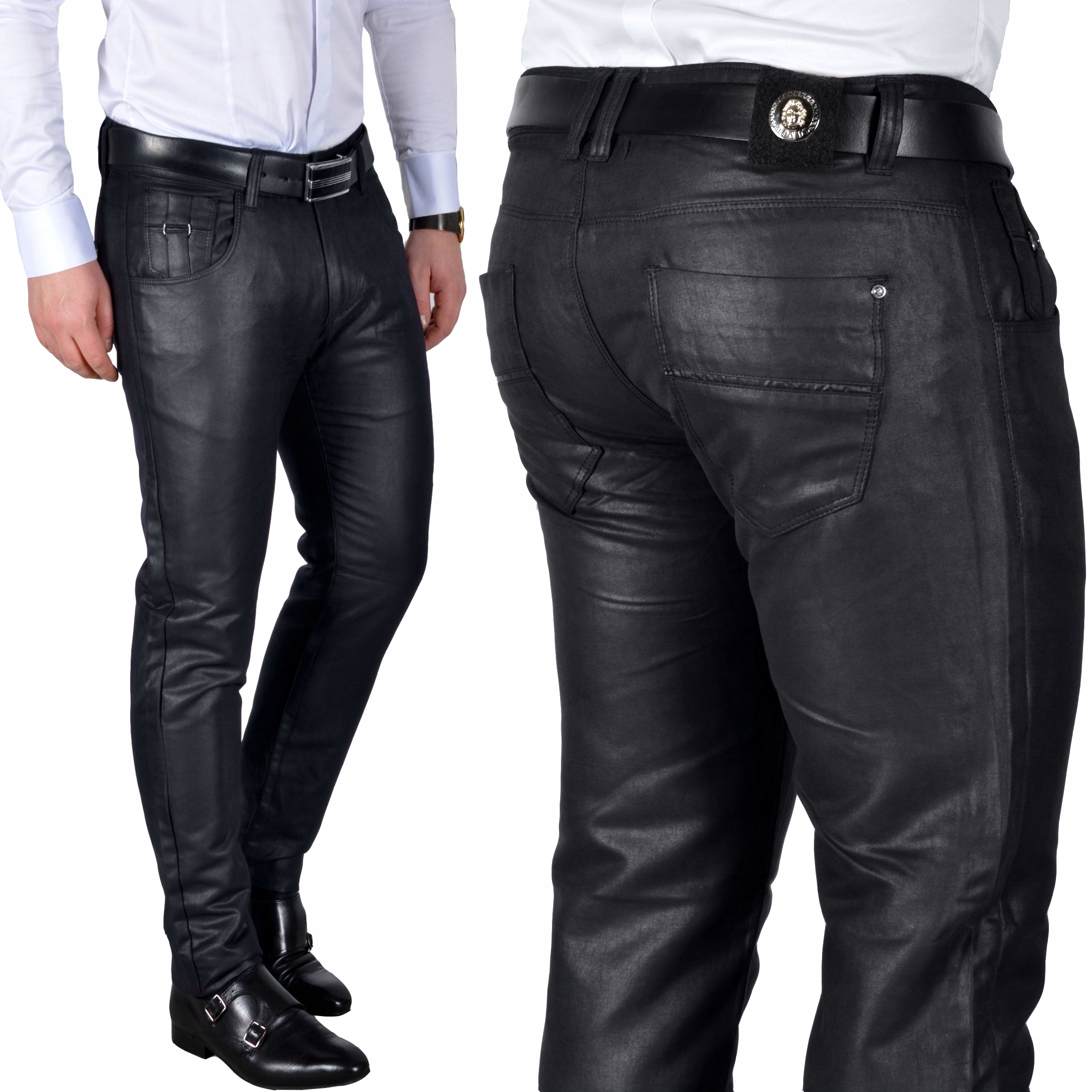 Pánské kalhoty Mondo Voskované àla kůže Casual