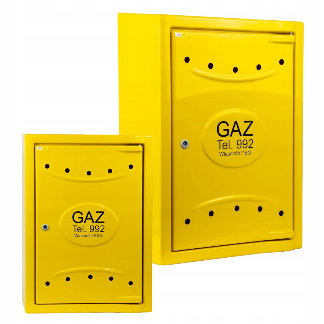 Szafka PUNKT GAZOWY 600x800x250mm ŻÓŁTA PIONOWA na dwa GAZOMIERZE PSG