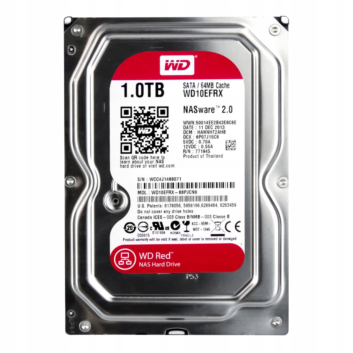 WD RED 1TB 5.4K 64MB SATA III 3.5'' WD10EFRX NASware 2.0
