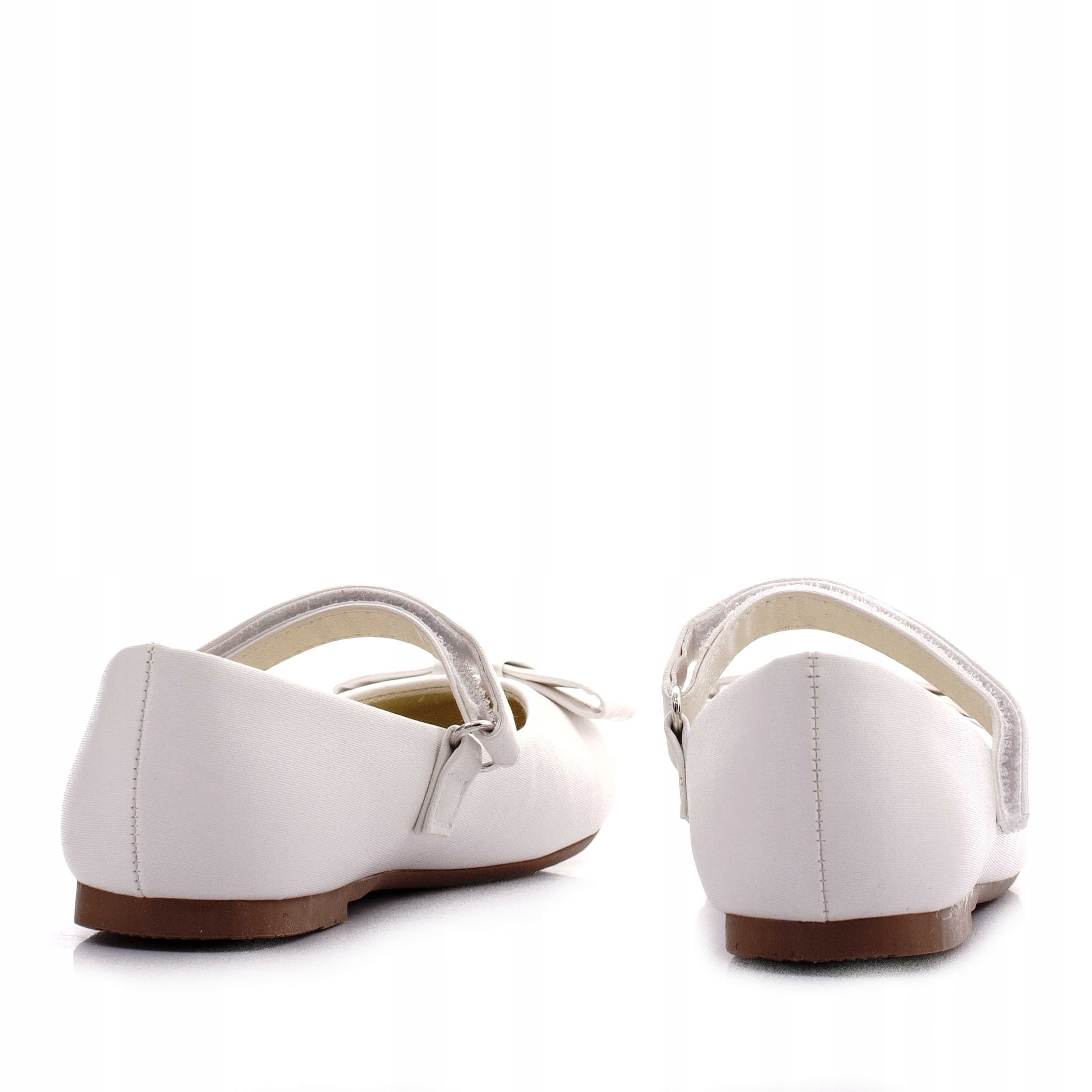 BIAŁE BALERINY BALERINKI BUTY KOMUNIJNE 4772 NA RZEPY 32 Płeć dziewczynki