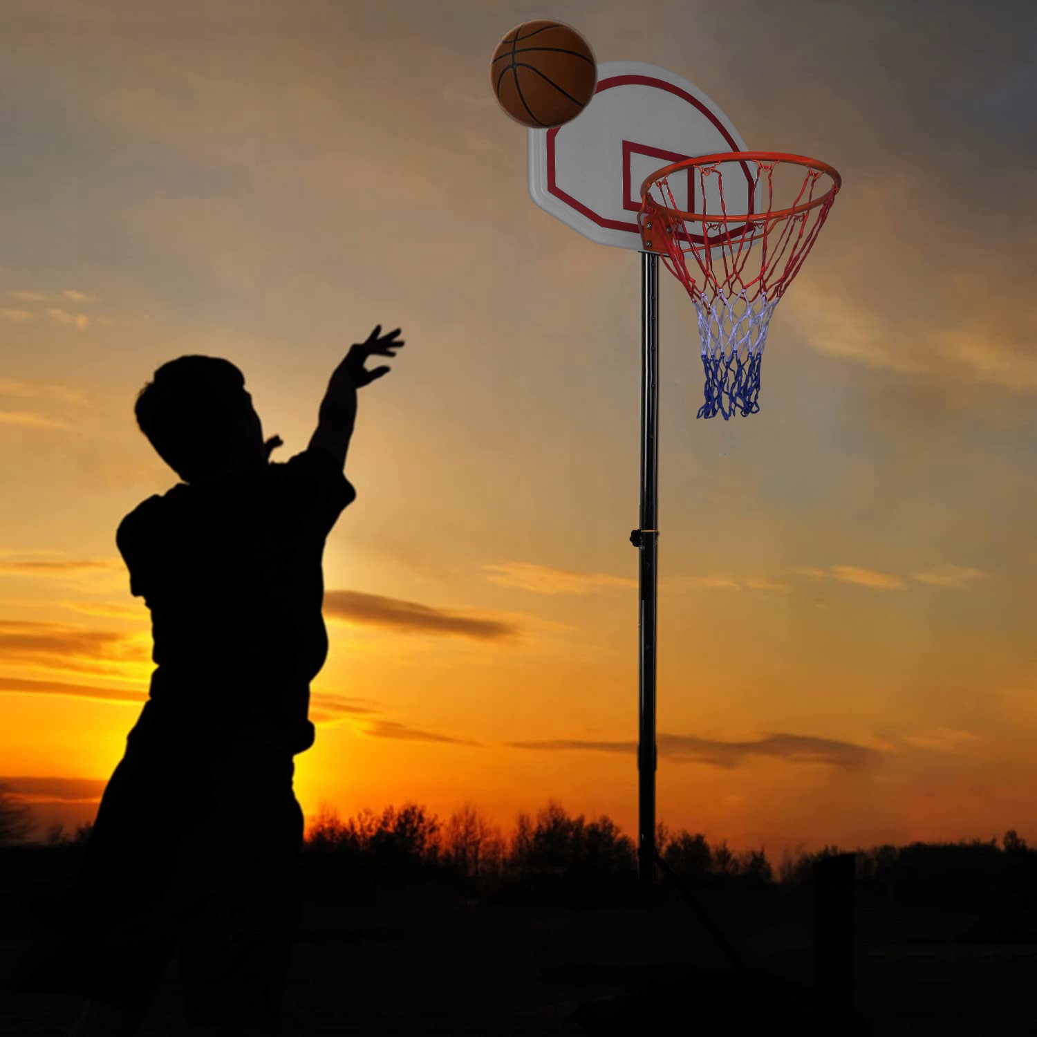 KOSZ DO KOSZYKÓWKI REGULOWANY NA STOJAKU DUNKER Długość siatki 53 cm