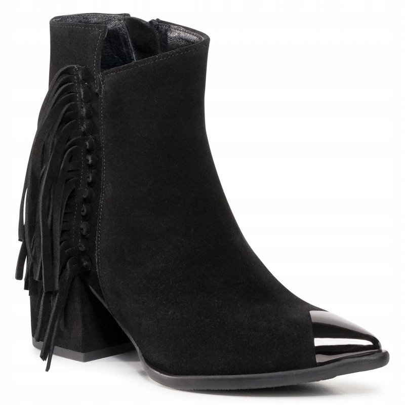 černé zateplené dámské kotníkové boty kovbojské boty kožené na kotníku Karino 36