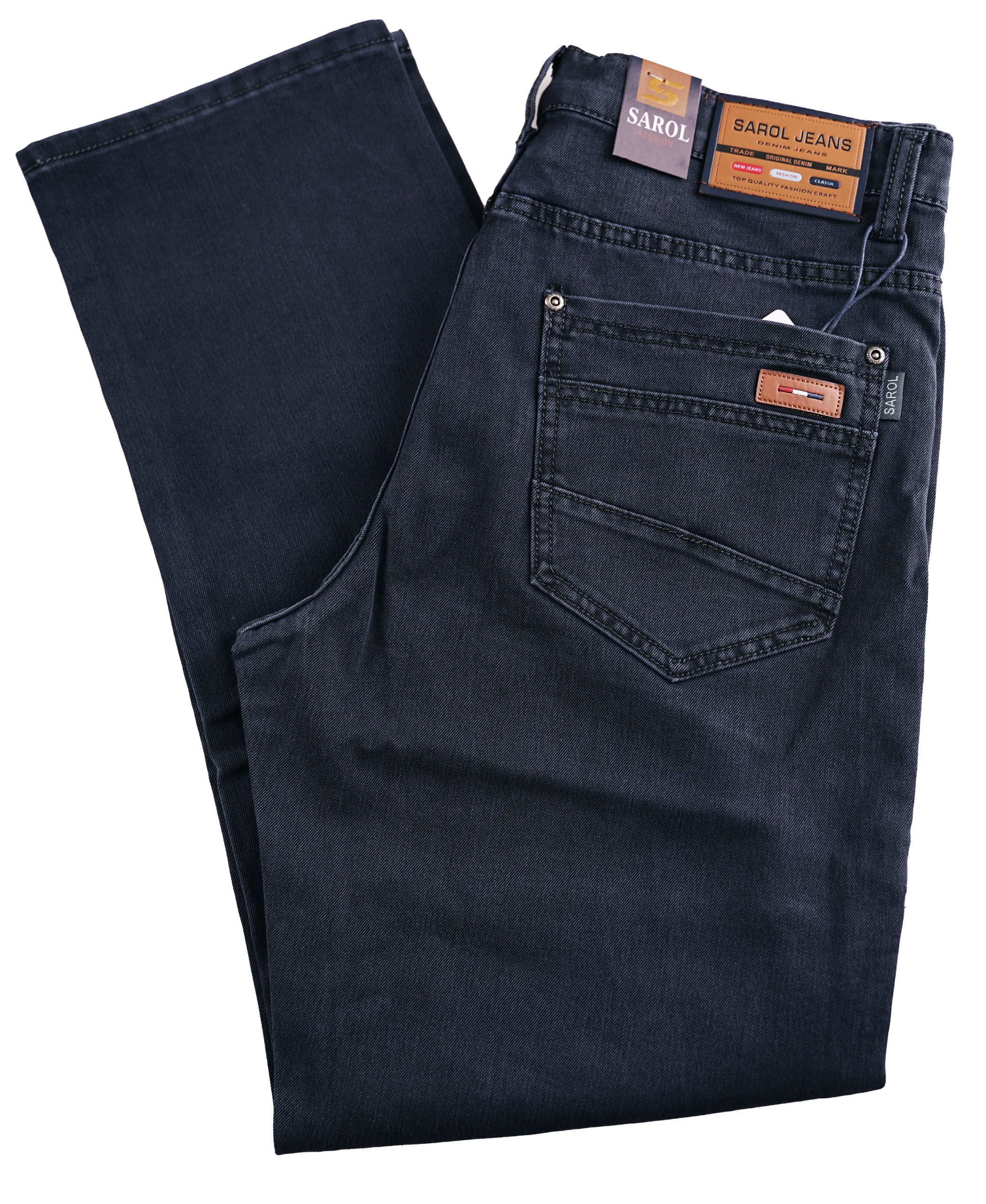 Spodnie Męskie Bawełniane Szare Dżinsowe Sarol Jeans W32 L32 Pas 82-84 CM