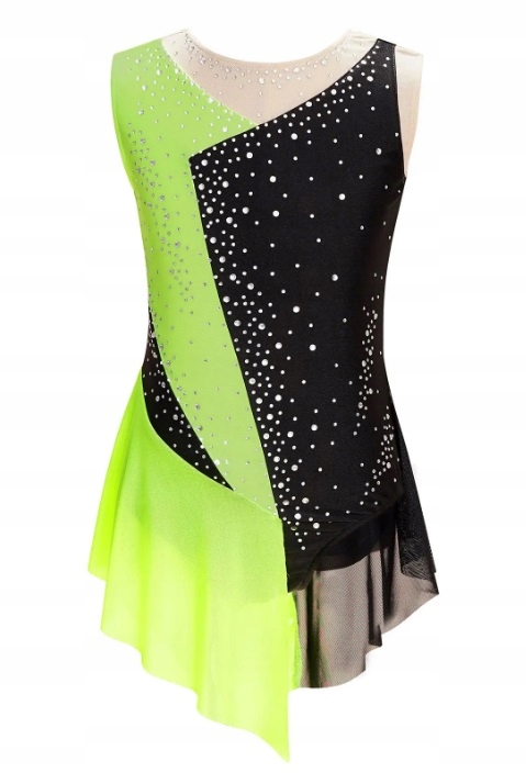 Body Tunika Šaty Balet Akrobacie Kostým Gymnastika Fluo Žlutá 146/152