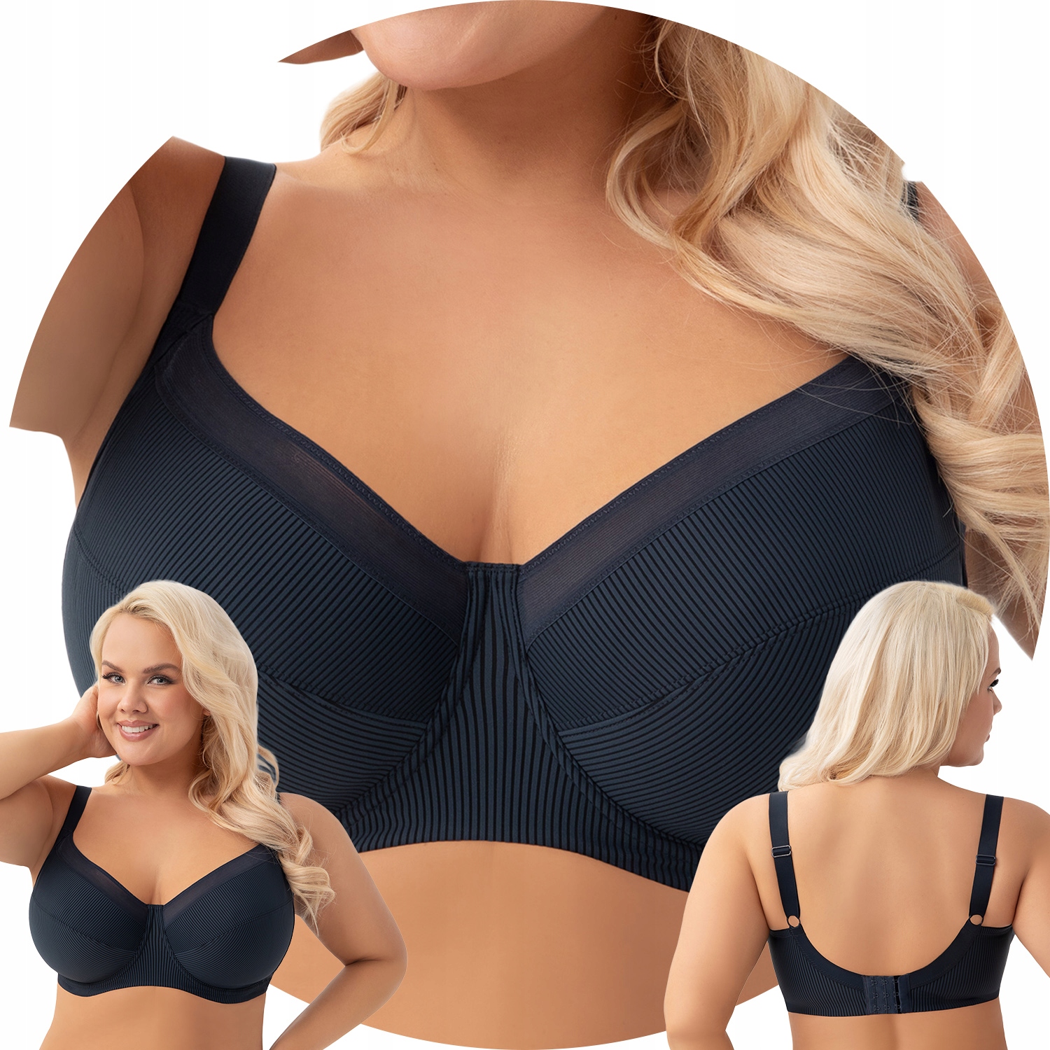 Gorsenia K974 Anika modré pruhy Měkká podprsenka 65H Soft