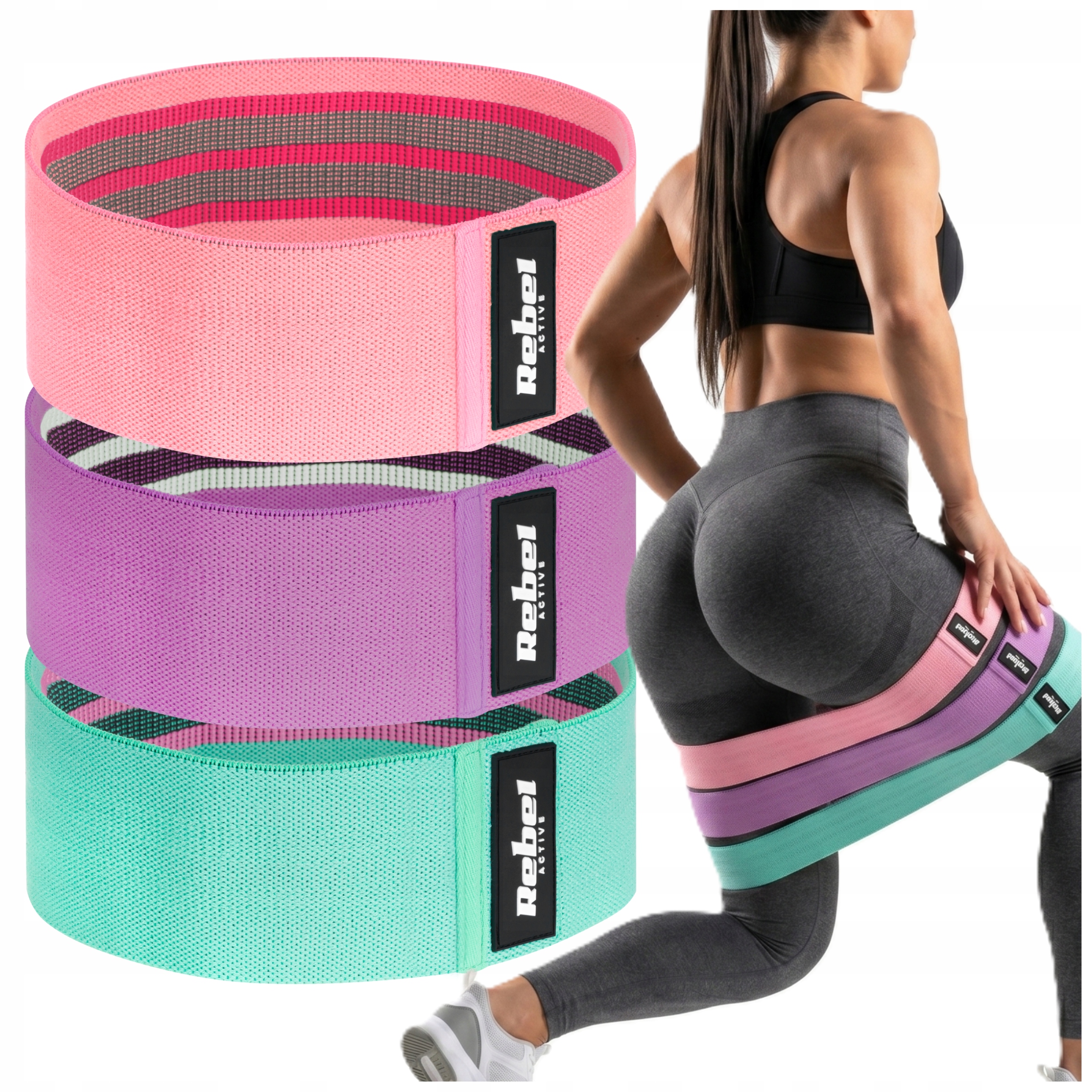 Gumy Do Ćwiczeń Hip Band Oporowe Zestaw 3 Sztuk 27-55 Kg Fitness Pilates