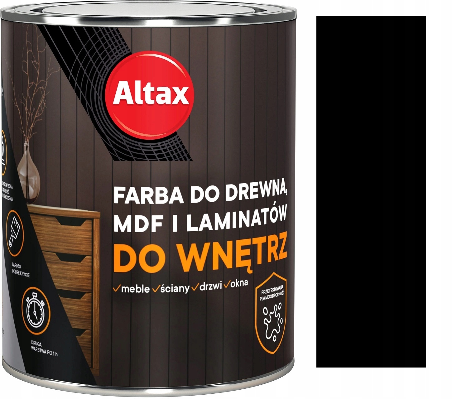 ALTAX FARBA DO MDF DREWNA LAMINAT CZARNY 0.75L