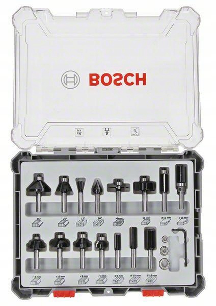 Bosch Sada Fréz 15ks Držák 6 mm