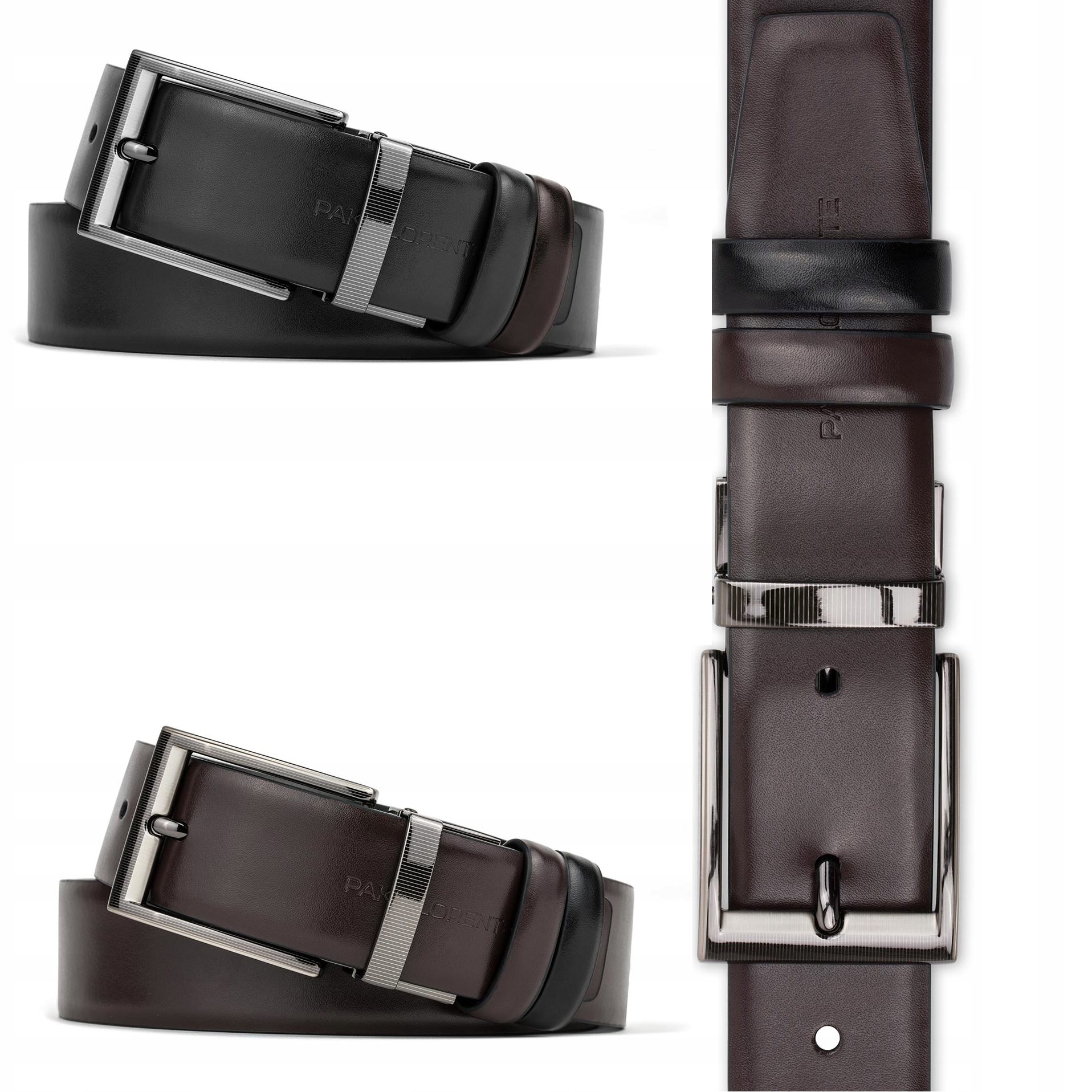 Pánský oboustranný kožený pásek hnědý a černý Pako Lorente vel