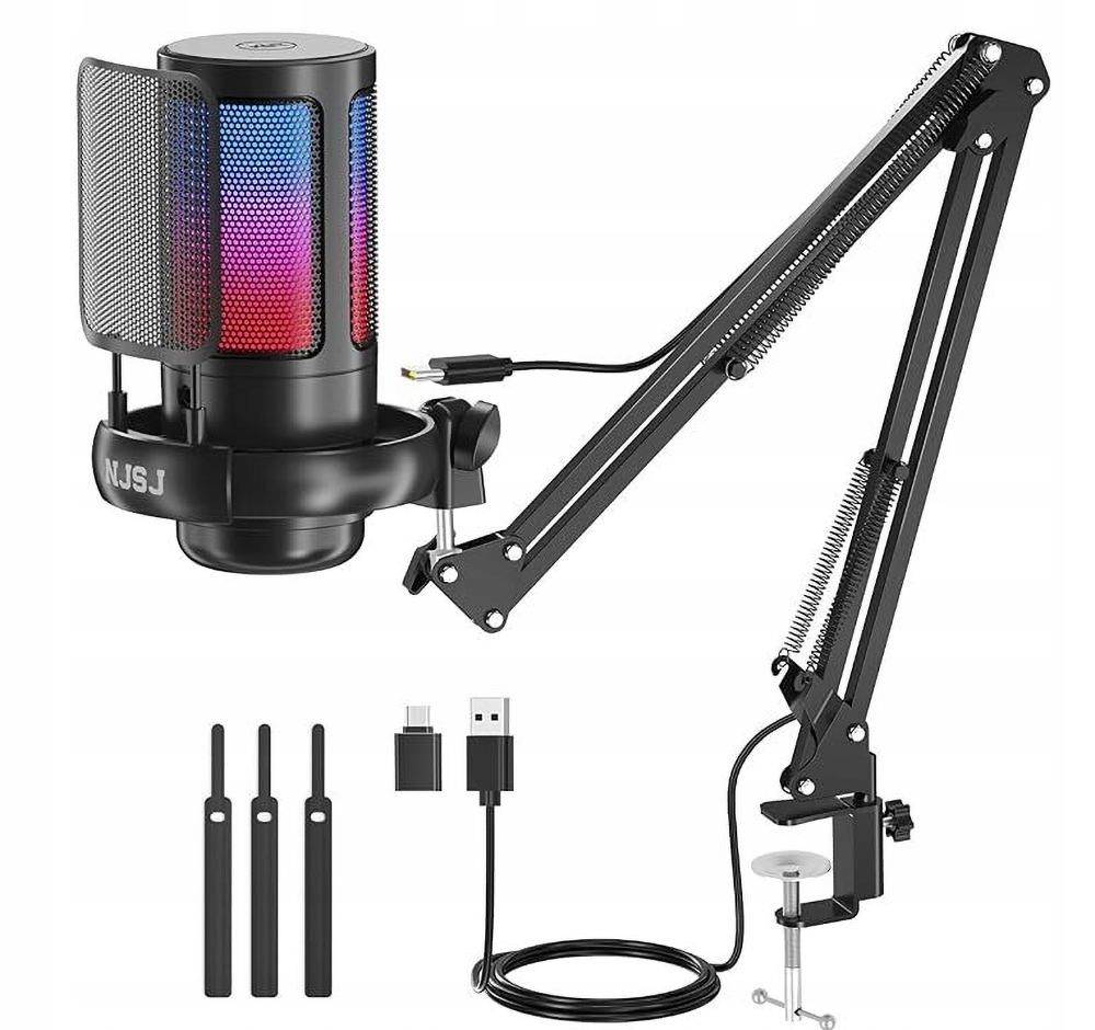 Studiový Mikrofon Usb Kondenzátorový Herní Mikrofon S Nastavitelným Rámem, Filtr