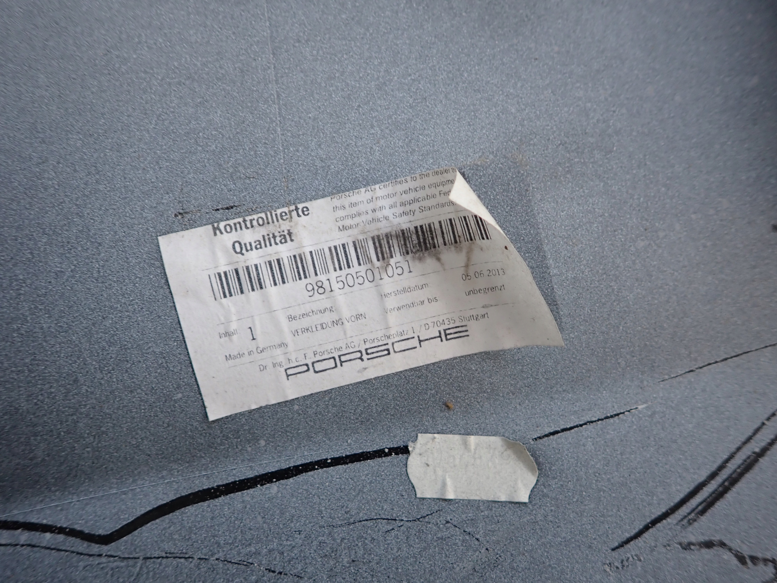 PORSCHE BOXSTER CAYMAN 981 bumper front front 98150531100FFF