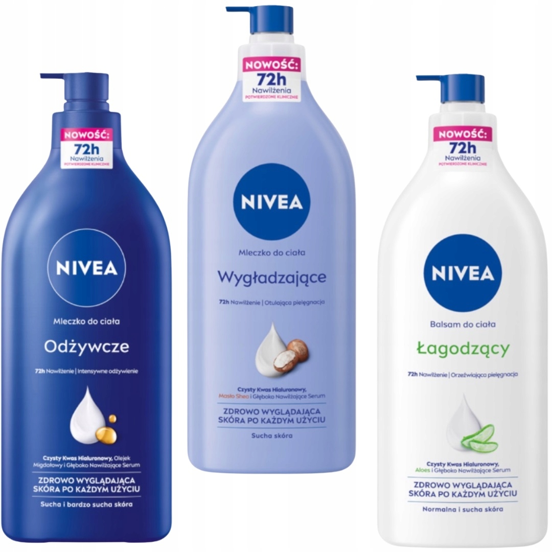 Nivea Balsam Mleczko Odżywcze Łagodzące Wygładzające Skóra Sucha 3x625ml
