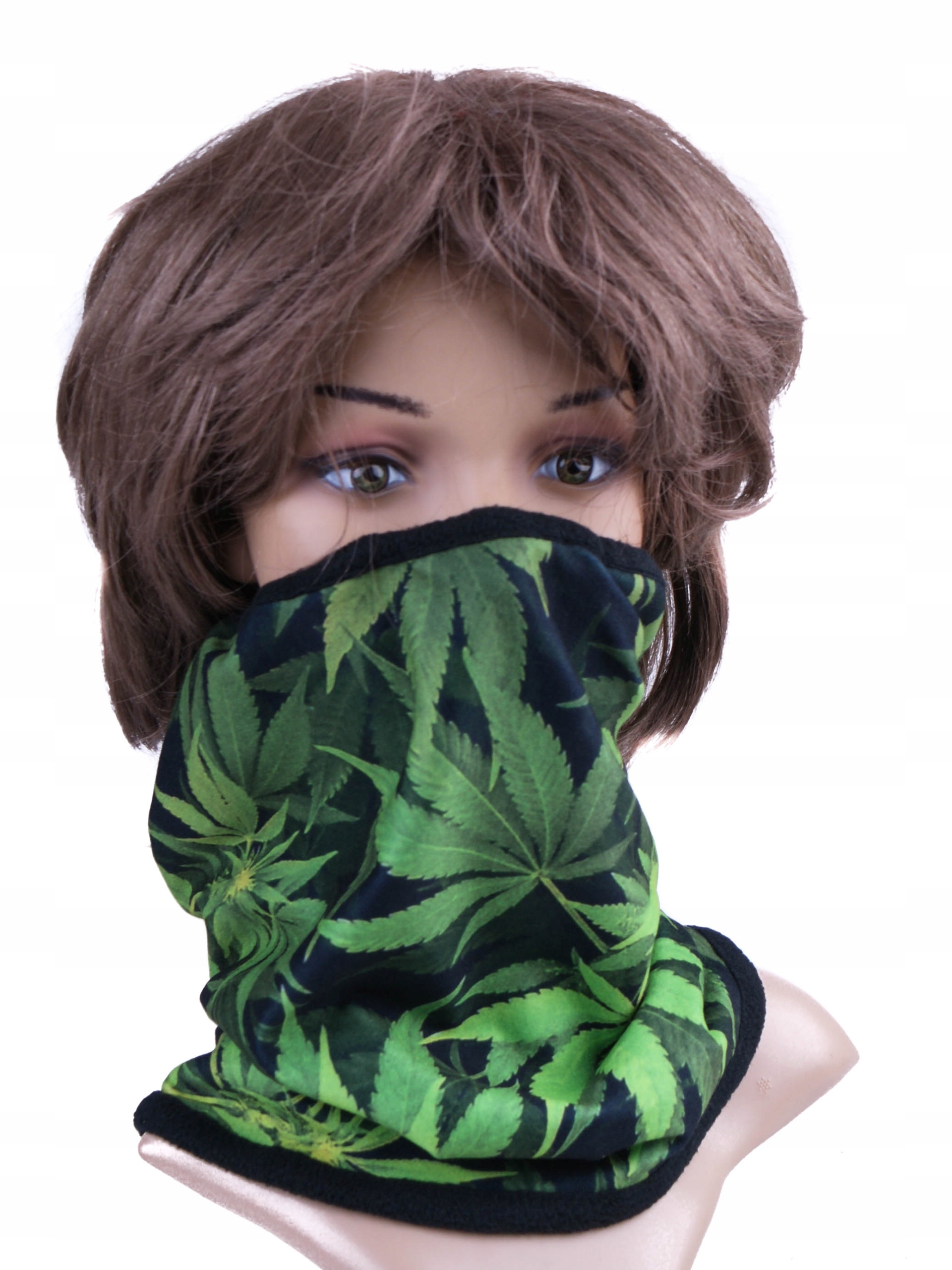 KOMIN LIŚĆIE CZARNY ZIELONY OCIEPLACZ POLAR CIEPŁY