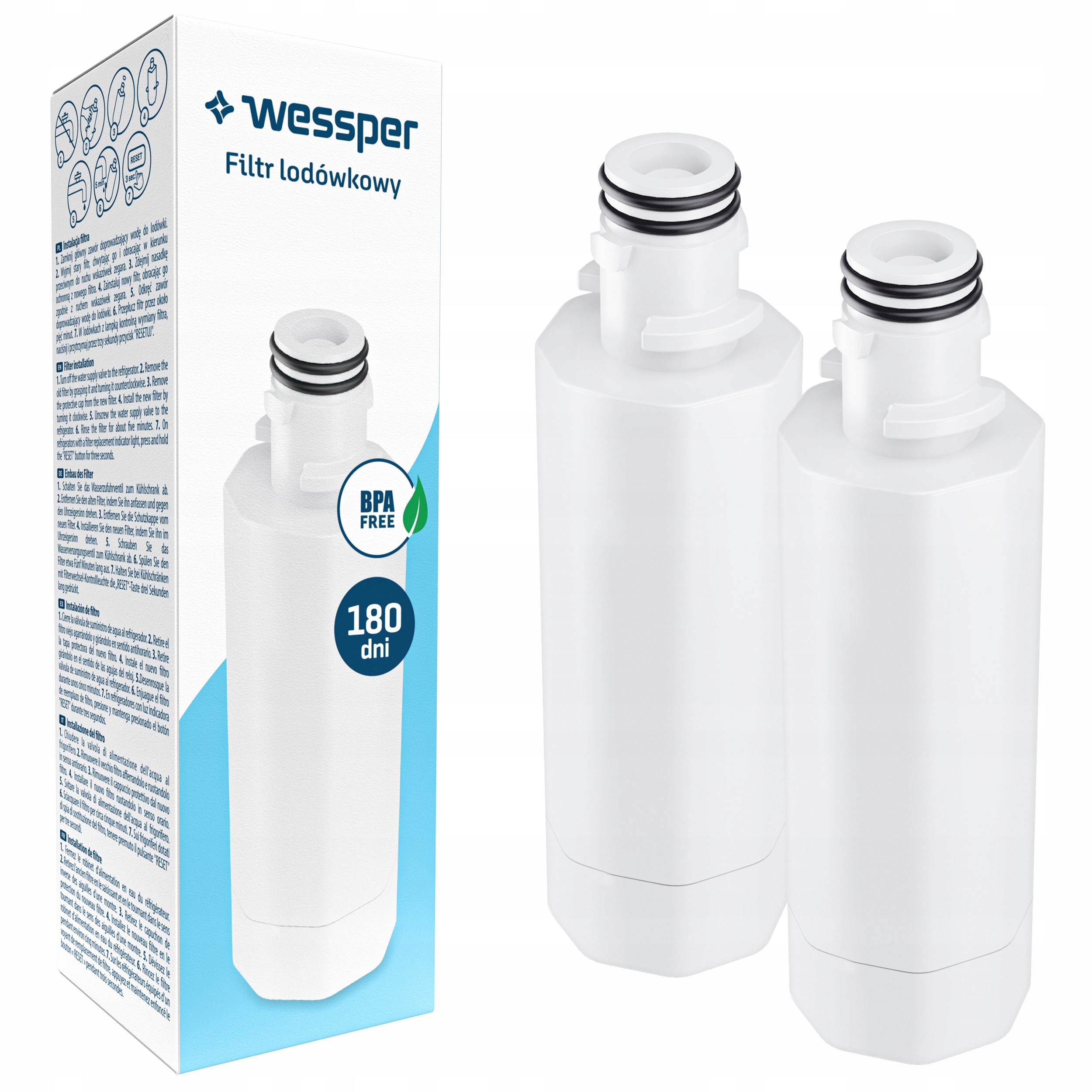 2x Filtr wody Wessper do lodówki Lg zamiennik LT1000P ADQ747935