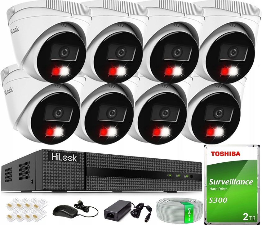 Ip monitorovací sada 4MPx Venkovní 8 kamer Qhd HiLook Hikvision Disk 2TB