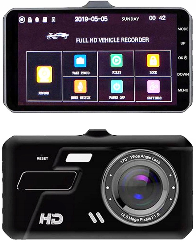 Wideorejestrator PRZÓD + TYŁ FULL HD EKRAN DOTYKOWY G sensor DETEKCJA RUCHU Kod producenta Wideorejestrator PRZÓD + TYŁ FULL HD DOTYKOWY