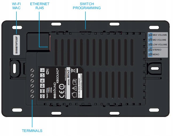 Kbsound In Wall Radio internetowe z wifi aux Kolor czarny