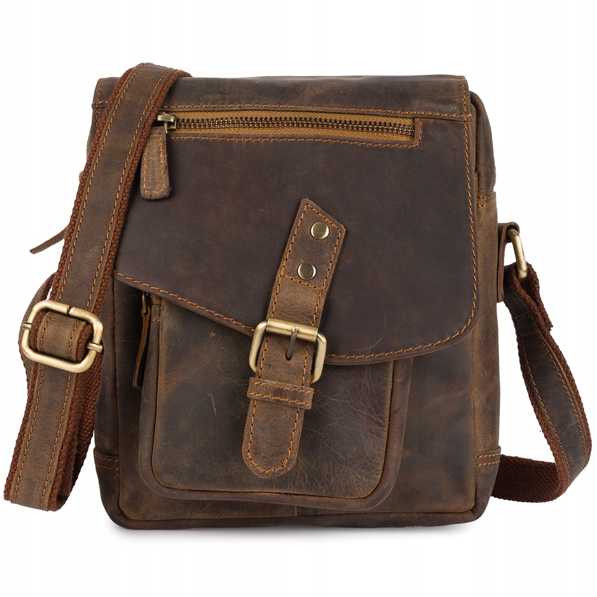 Pánská taška přes rameno malá kožená nubuk hnědá premium Beltimore