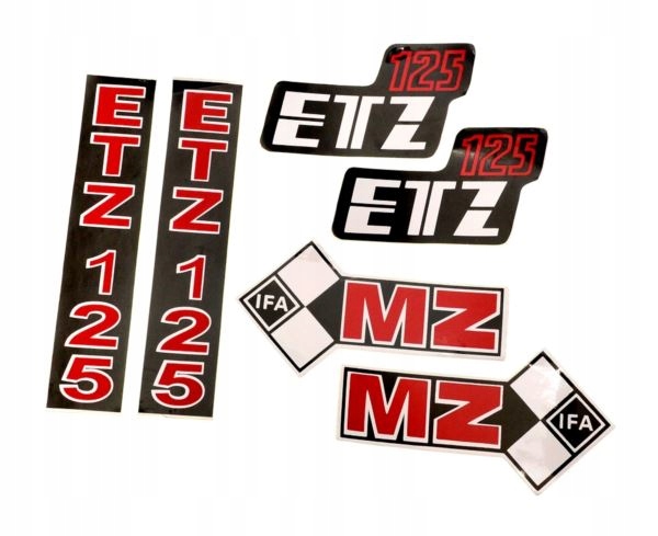 Naklejki MZ ETZ 125 czerwone komplet org. wzór