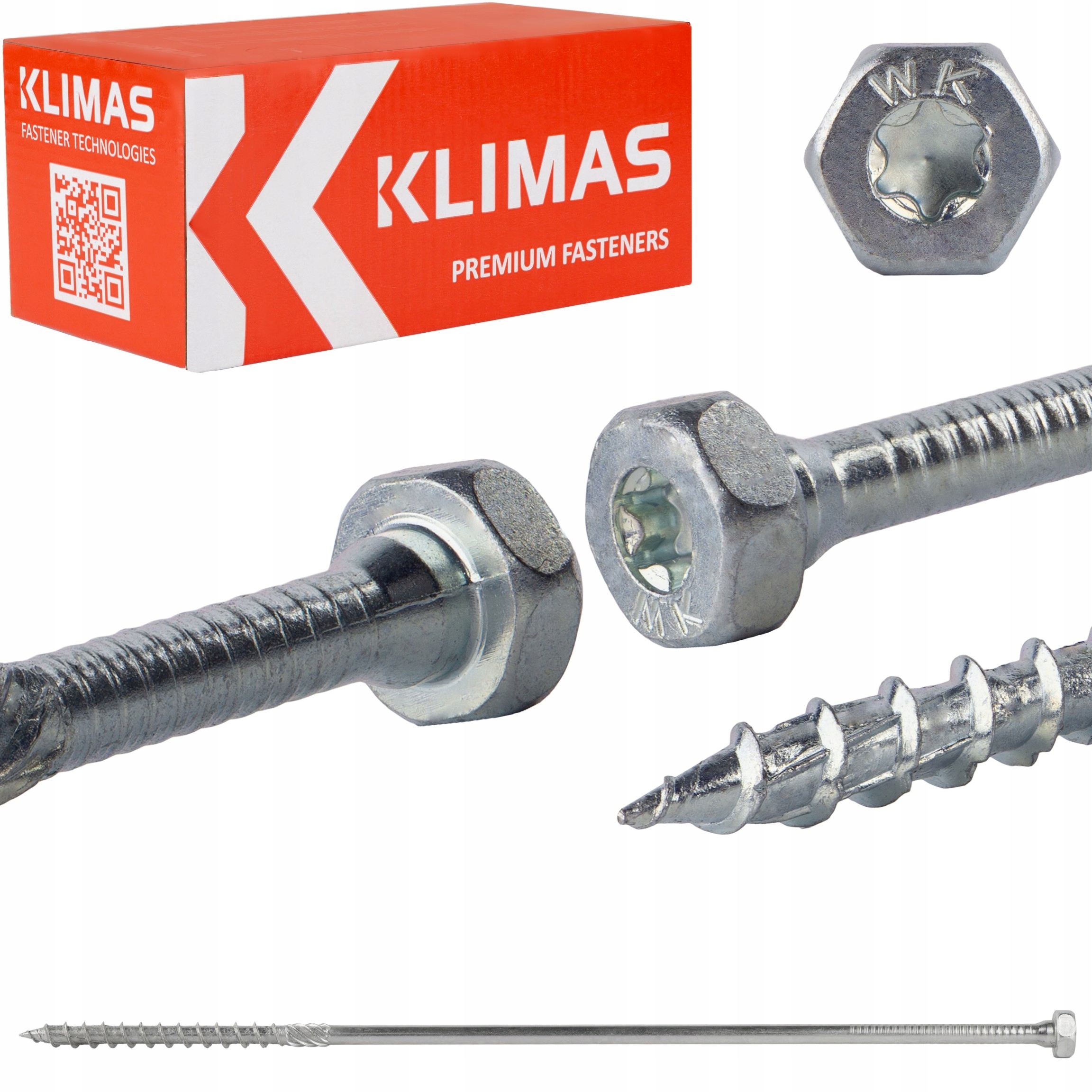 Tesárske skrutky do spojovacích prvkov 8x300 mm 50 ks Torx na kľúč Klimas Wkch