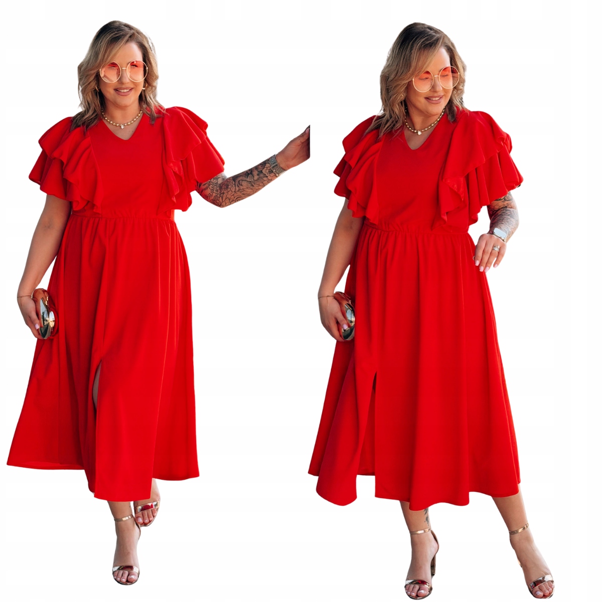 Šaty Velké velikosti Plus Size Maxi Dámské Cavaricci Na Svatební Hostina Červená