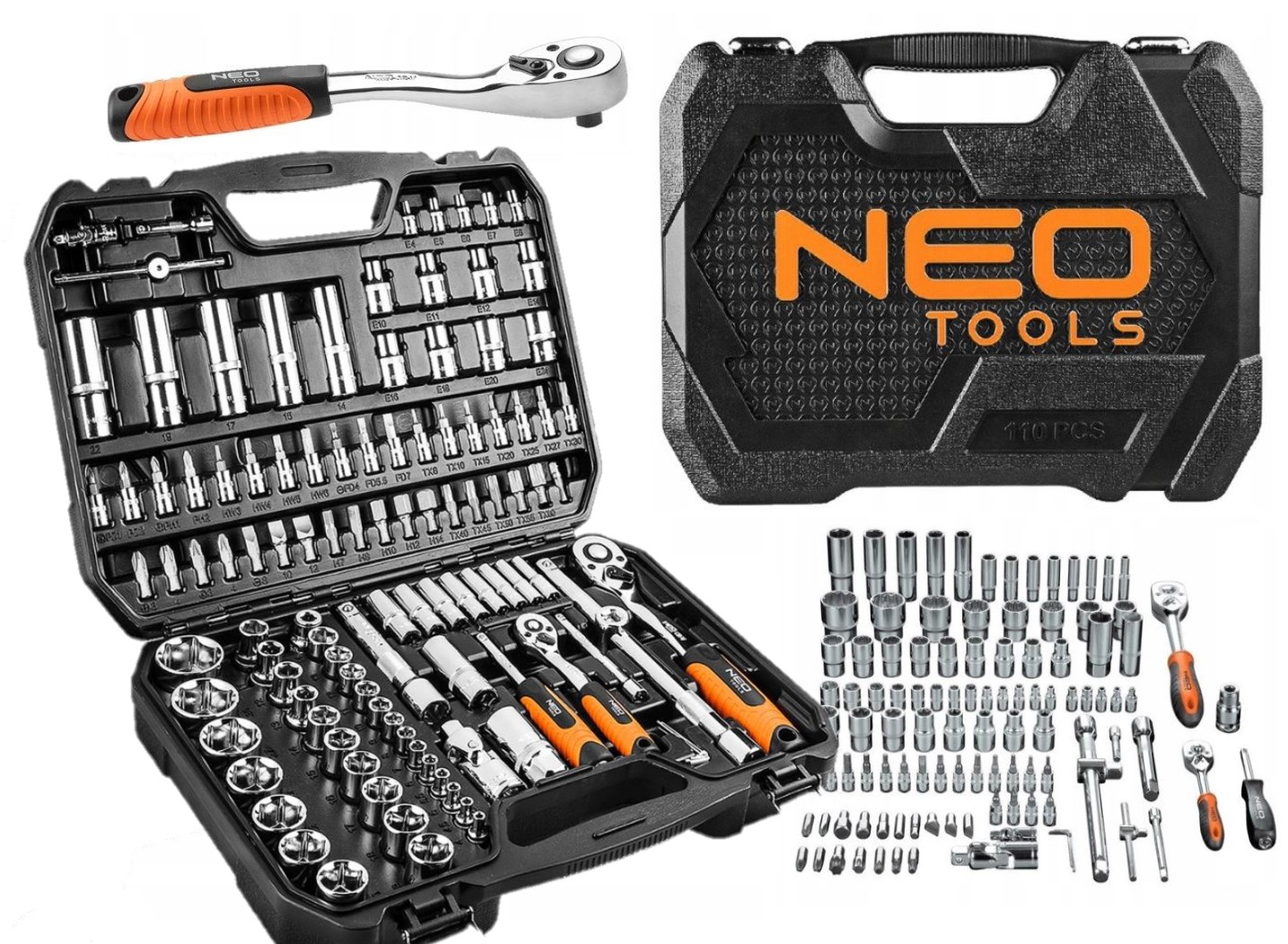 

Klucze Nasadowe Zestaw Walizka Neo Tools 110 el