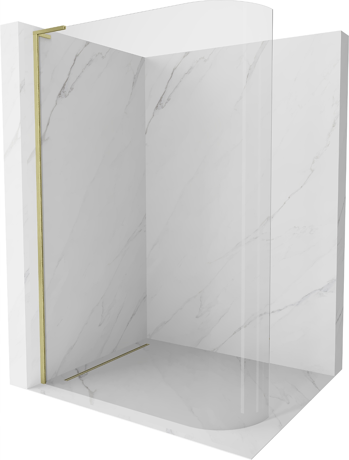 Mexen Kioto-R L, ścianka Walk-in, zaoblena, 100x200cm, průhledná, zlatý kar