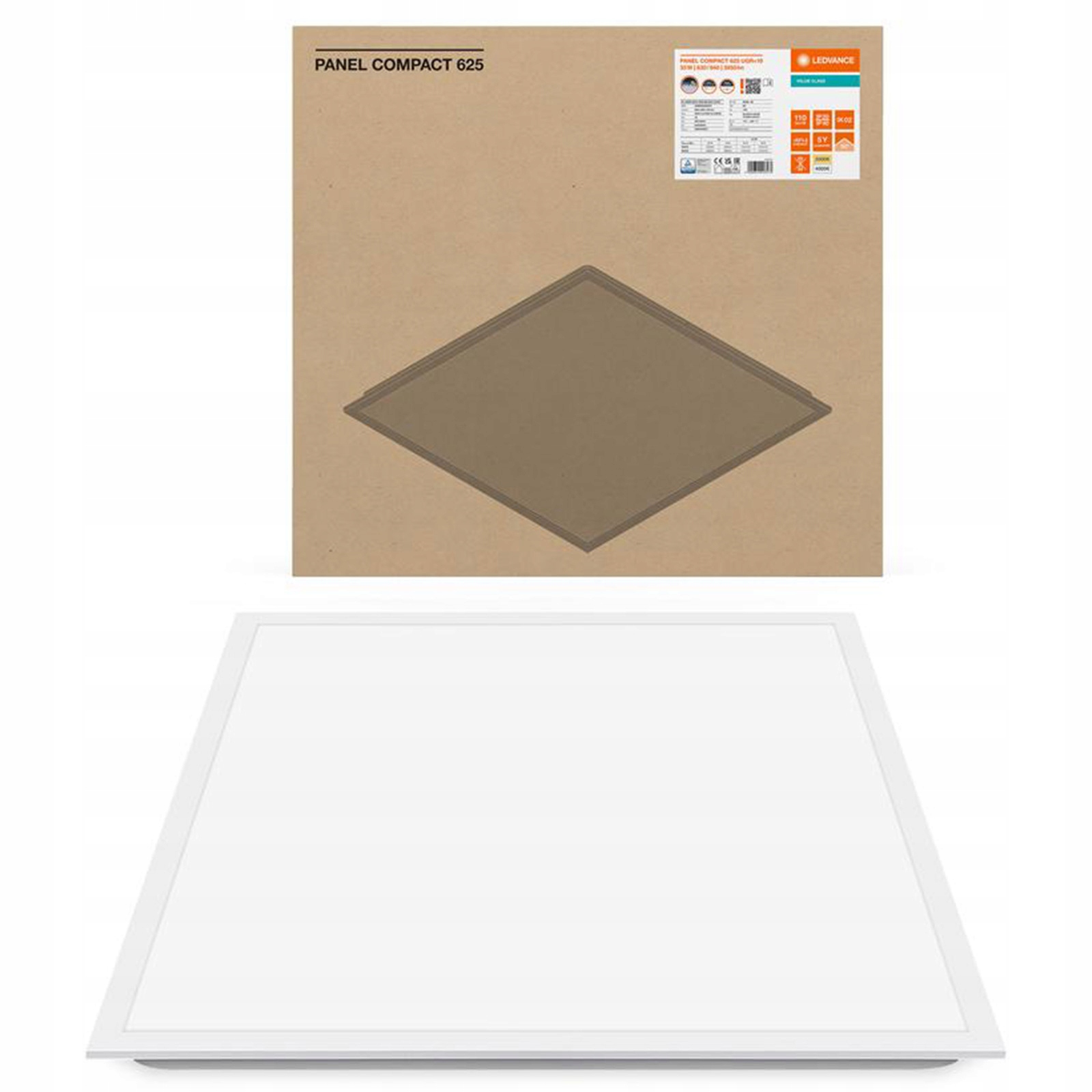 Led panel, stropná lampa do kancelárie 35W 3850lm Cct 62x62cm UGR19